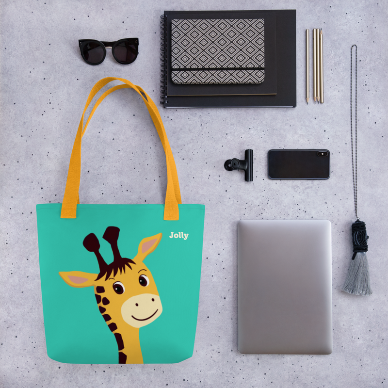 Jolly Joyful Giraffe Tote Bag